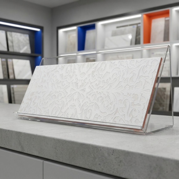 Стазия бежевый вставка 30х90 см декор керамический Gracia ceramica Stazia white decor - 1шт 0.27м2