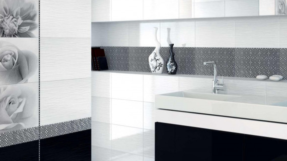 Камелия вставка с рисунком ОП 04 25х40 см декор керамический Gracia ceramica - 1шт 0.1м2
